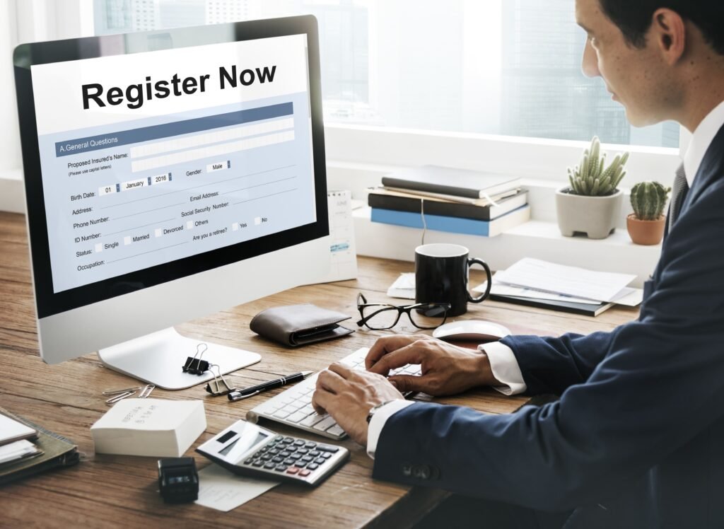 What is ACA registration concept showing a person completing an online ACA health insurance registration form on a computer.