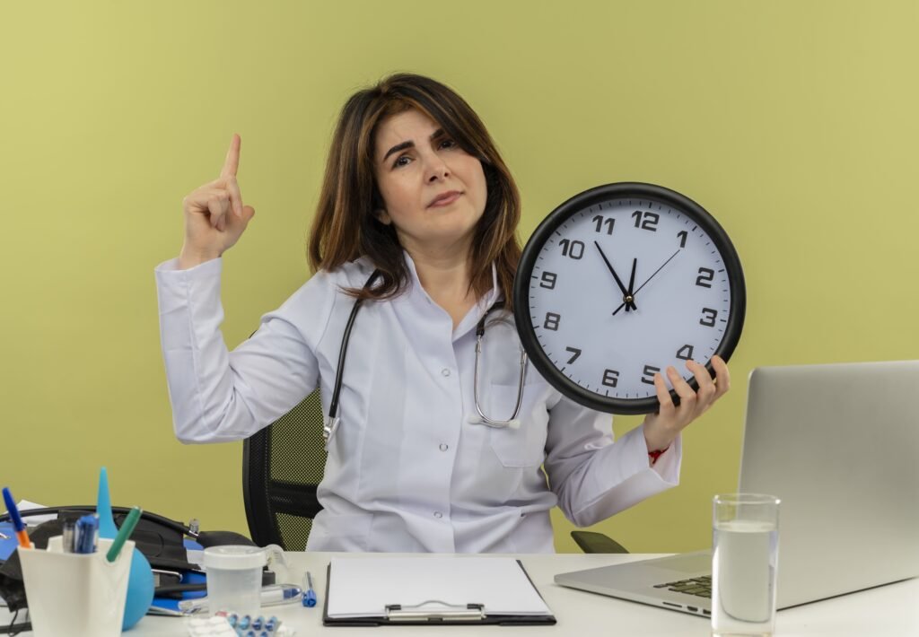 What is the stability period for ACA concept with doctor holding clock to explain timing and coverage periods